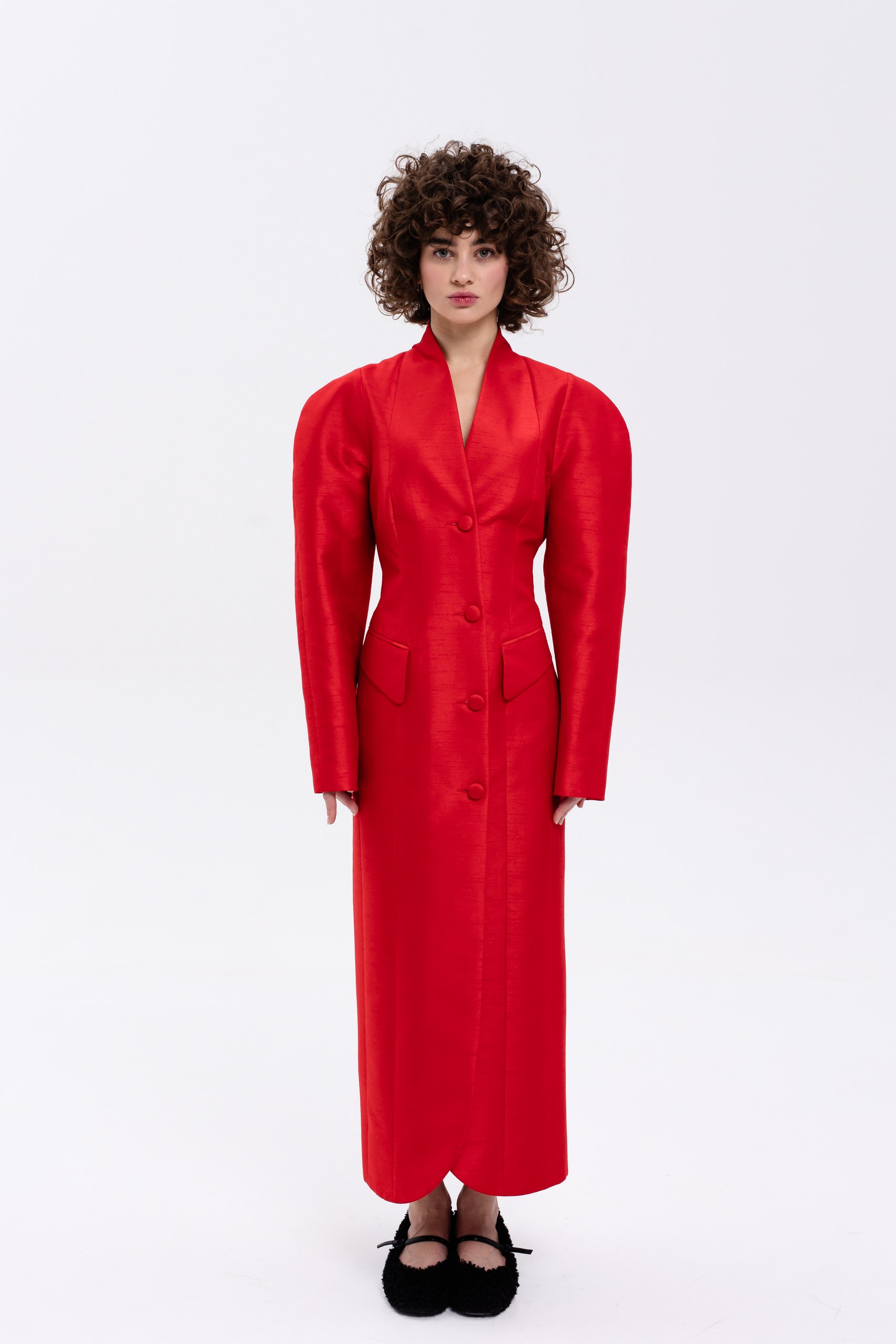 Платье красное в пол