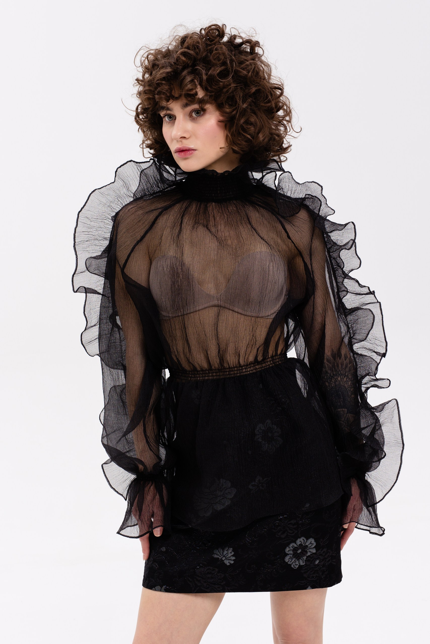 Блуза органза /черный /