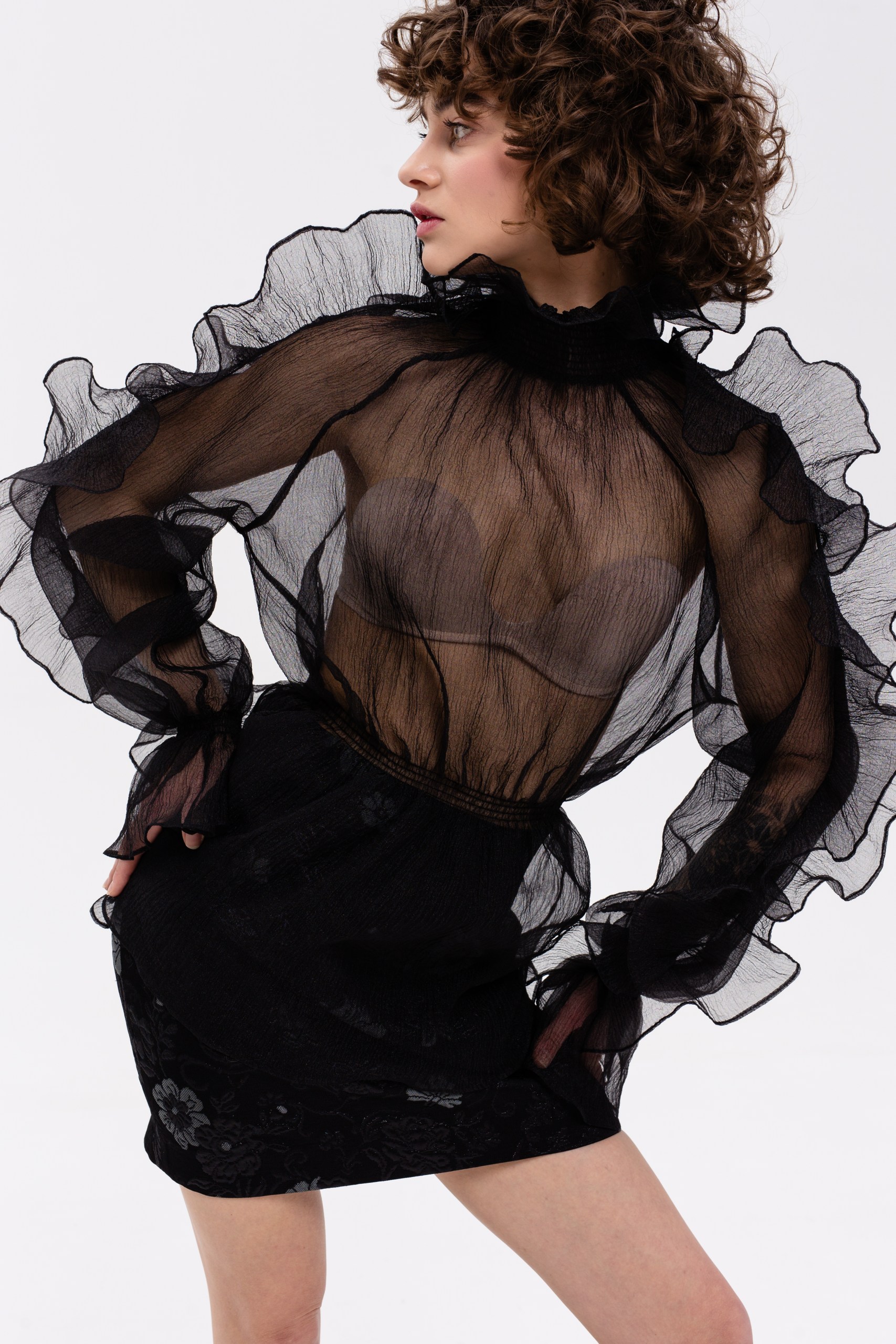 Блуза органза /черный /