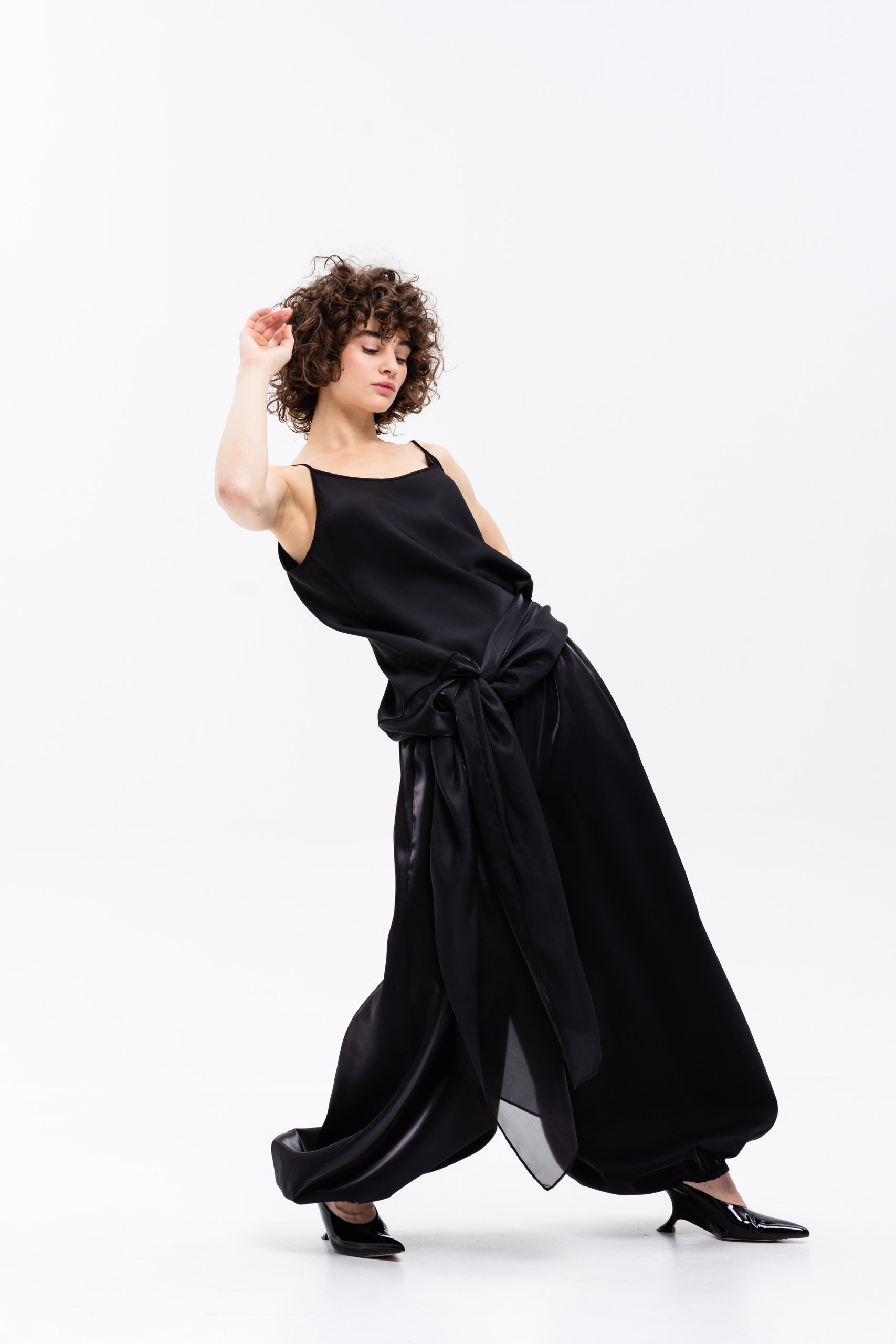 Брюки алладины /черный атлас/